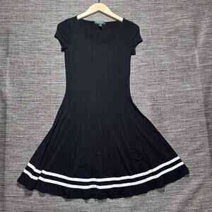 Lauren Ralph Lauren Dress Women's PXS Black Fit & Flare Cap Sleeve Stretch